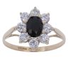 9ct Yellow Gold Sapphire and Cubic Zirconia Cluster Ring