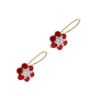 14ct Yellow Gold Child's Cubic Zirconia & Red Enamel Flower Earrings