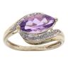 9ct Yellow Gold 0.05ct Diamond and Amethyst Marquise Ring