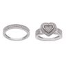 Silver Cubic Zirconia Set Of Two Half Eternity and Heart Cluster Ring By Icesia