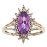 9ct Yellow Gold 0.10ct Diamond and Amethyst Cluster Ring