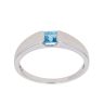 9ct White Gold Blue Topaz Single Stone Ring