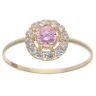 14ct Yellow Gold Child's Pink & Cubic Zirconia Halo Cluster ring