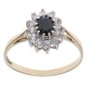 9ct Yellow Gold Sapphire and Cubic Zirconia Cluster Ring