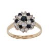 9ct Yellow Gold Cubic Zirconia and Sapphire Cluster Ring