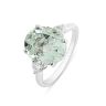 9ct White Gold Oval Green Amethyst and 0.35ct Lab Grown Diamond Ring