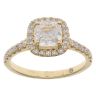 18ct Yellow Gold 1.40ct Cushion and Brilliant Cut Lab Grown Diamond Cluster Ring
