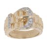 9ct Yellow Gold Cubic Zirconia Watch Strap Patterned Buckle Ring