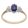 9ct Yellow Gold Blue Gemstone And Cubic Zirconia Three Stone Ring