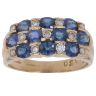 18ct Yellow Gold 0.30ct Diamond and Sapphire Three Row Ring