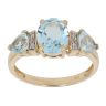 9ct Yellow Gold 0.05ct Diamond and Blue Topaz Ring