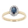 9ct Yellow Gold Certificated Sapphire And Diamond Cluster Ring