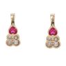14ct Yellow Gold Cubic Zirconia And Red Gemstone Heart Earrings