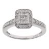 9ct White Gold 0.58ct Princess And Brilliant Cut Diamond Cluster Ring