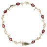 9ct Yellow Gold Garnet and Dolphins Fancy Bracelet 7"