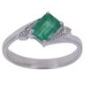 9ct White Gold 0.02ct Diamond and Emerald Single Stone Ring