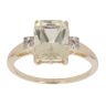 9ct Yellow Gold 0.05ct Diamond And Praseolite Ring