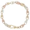 9ct Yellow White and Rose Gold Tulip Bracelet 7.5"