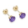 9ct Yellow Gold Amethyst Cubic Zirconia Stud Earrings 5mm