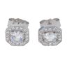 Silver Cubic Zirconia Octagonal Cluster Stud Earrings by Icesia