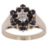 9ct Yellow Gold 0.01ct Brilliant Cut Diamond and Sapphire Cluster Ring