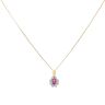 18ct Yellow Gold 0.40ct Brilliant Cut Diamond and Ruby Cluster Pendant and Chain 18"