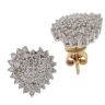 18ct Yellow Gold 1.00ct Brilliant Cut Diamond Heart Cluster Stud Earrings