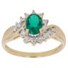 18ct Yellow Gold 0.23ct Brilliant Cut Diamond and Created Emerald Cluster Ring