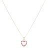 9ct Yellow Gold Cubic Zirconia and Ruby Heart Pendant and Curb Chain 18"