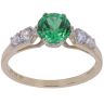 14ct Yellow Gold Cubic Zirconia and Green Gemstone Solitaire Ring