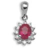 18ct White Gold Ruby and 0.09ct Diamond Pendant