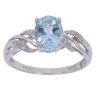 9ct White Gold 0.05ct Diamond and Aquamarine Single Stone Ring