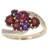 9ct Yellow Gold 0.05ct Diamond, Garnet and Amethyst Ring