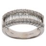 14ct White Gold 1.75ct Brilliant and Baguette Cut Three Row Ring