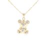 Children's 14ct Yellow And White Gold Cubic Zirconia Teddy Bear Pendant And Chain 18"