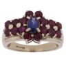 9ct Yellow Gold Ruby and Sapphire Cluster Ring