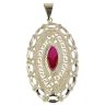 14ct Yellow Gold Red Stone Greek Key Pendant