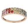 9ct Yellow Gold Multi Gemstone Two Row Ring