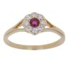 18ct Yellow Gold 0.20ct Brilliant Cut Diamond and Ruby Cluster Ring