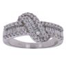 18ct White Gold 0.65ct Brilliant and Baguette Cut Diamond Three Row Crossover Ring