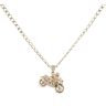 9ct Yellow Gold Blue Gemstone Motorbike Pendant and Chain 18"
