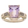 9ct Yellow Gold Amethyst and Cubic Zirconia Ring
