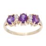9ct Yellow Gold Amethyst and Cubic Zirconia Ring