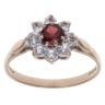 9ct Yellow Gold Garnet and Cubic Zirconia Flower Cluster Ring