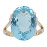 9ct Yellow Gold Blue Topaz Greek Key Single Stone Ring