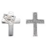 Silver Moon Dust Cross Stud Earrings
