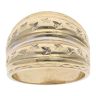 9ct Yellow And White Gold Diamond Cut Domed Ring