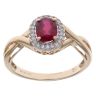 9ct Yellow Gold 0.11ct Diamond and Ruby Cluster Ring
