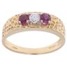 18ct Yellow Gold 0.15ct Diamond And Ruby Three Stone Ring