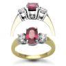 18ct Yellow Gold 3 Stone Diamond 0.48ct Ruby 1.70ct Ring